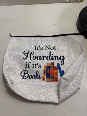 It's Not Hoarding If It's Books Zipper Pouch - Cream
